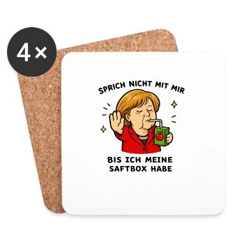 Karikatur: Politikerin mit Saftbox - Untersetzer (4er-Set) - Weiß - Vorne
