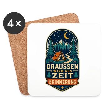 Draußen wird aus Zeit Erinnerung – Camping - Untersetzer (4er-Set) - Weiß - Vorne