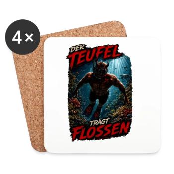Der Teufel Trägt Flossen – Teufel Taucher - Untersetzer (4er-Set) - Weiß - Vorne