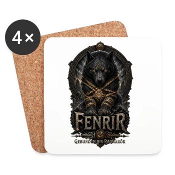 Fenrir Wolf Ragnarök Emblem - Untersetzer (4er-Set) - Weiß - Vorne