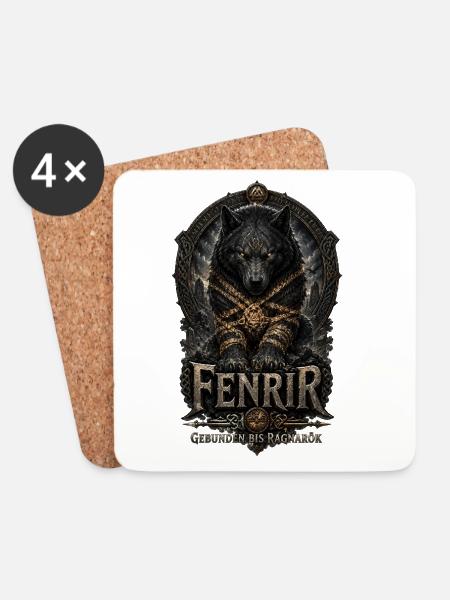 Fenrir Wolf Ragnarök Emblem - Untersetzer (4er-Set) - Weiß