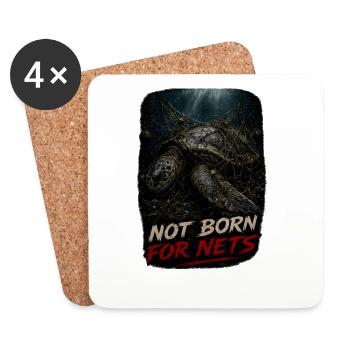 Pas Né pour les Filets – Tortue - Dessous de verre (lot de 4) - blanc - Devant