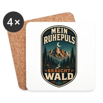 Mein Ruhepuls braucht Wald - Untersetzer (4er-Set) - Weiß - Vorne