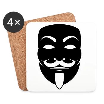 Anonymous Mask - Coasters (set of 4) - white - Front