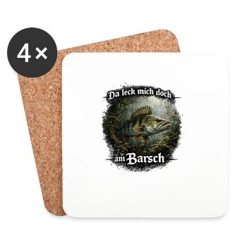 Da leck mich doch am Barsch – Flussbarsch | Angler - Untersetzer (4er-Set) - Weiß - Vorne