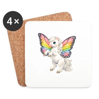 Rainbow Wing Unicorn - Coasters (set of 4) - white - Front