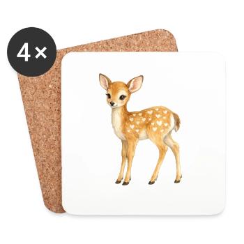 Fawn with heart pattern - Coasters (set of 4) - white - Front