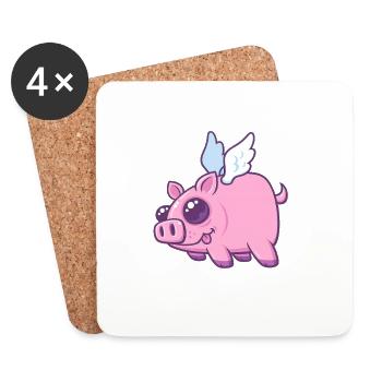 Piggys Nues volants - Dessous de verre (lot de 4) - blanc - Devant