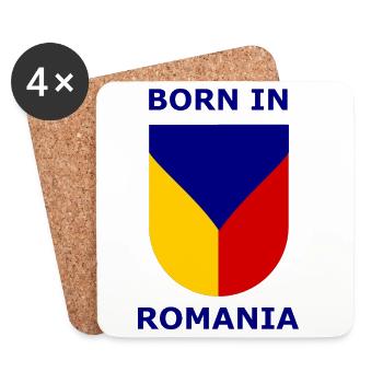 Né en Roumanie Shield - Dessous de verre (lot de 4) - blanc - Devant