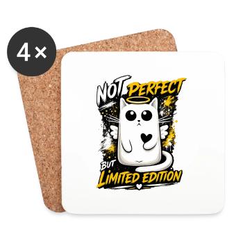 Not Perfect – Limited Cat Edition - Coasters (set of 4) - white - Front