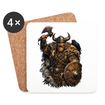 Wikinger mit Axt und Schild - Untersetzer (4er-Set) - Weiß - Vorne