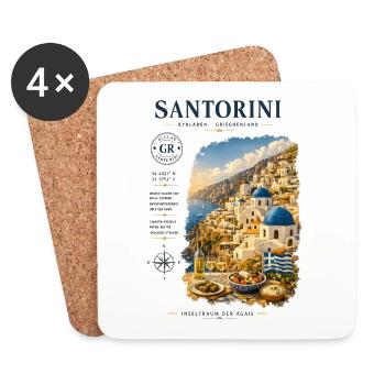 Santorini Inseltraum - Untersetzer (4er-Set) - Weiß - Vorne
