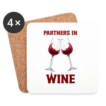 Partner im Wein – lustige Weingeschenk-Freundinnen - Untersetzer (4er-Set) - Weiß - Vorne