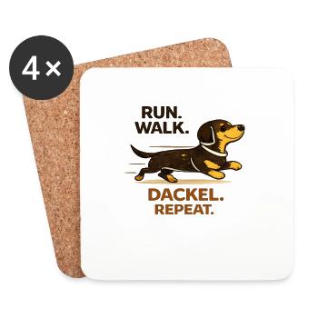 Run, Walk, Dackel, Repeat. Dackelliebe. Dachshund. - Untersetzer (4er-Set) - Weiß - Vorne