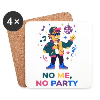 Keine Party ohne mich – lustiges Party-T-Shirt - Untersetzer (4er-Set) - Weiß - Vorne