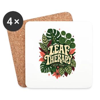 Leaf Therapy – Daily Dose Pflanzen Statement - Untersetzer (4er-Set) - Weiß - Vorne