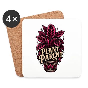 Plant Parent – Neon Calathea Pflanzen Design - Untersetzer (4er-Set) - Weiß - Vorne