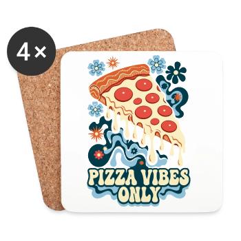 Pizza Vibes Only Retro Pizza - Untersetzer (4er-Set) - Weiß - Vorne