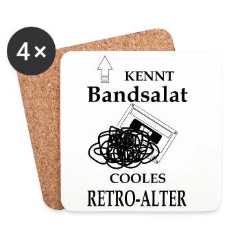 Bandsalat Retrokassette Kassette Retro - Untersetzer (4er-Set) - Weiß - Vorne