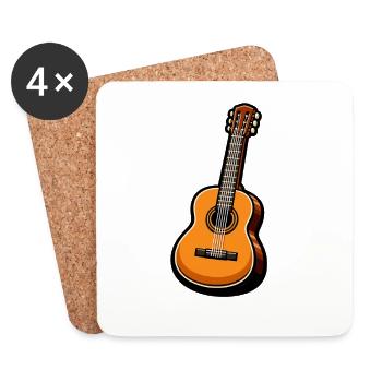 Orange Klassikgitarre auf Schwarz - Untersetzer (4er-Set) - Weiß - Vorne