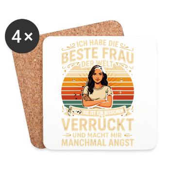  Ich Habe Die Beste Frau Der Welt Aber Sie Ist Ein - Untersetzer (4er-Set) - Weiß - Vorne