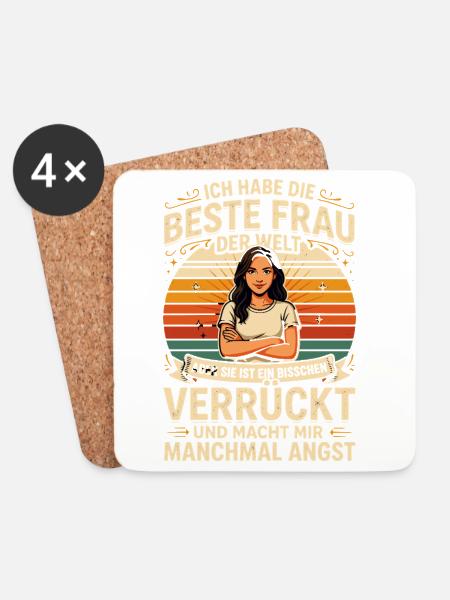  Ich Habe Die Beste Frau Der Welt Aber Sie Ist Ein - Untersetzer (4er-Set) - Weiß