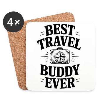Bester Reisepartner aller Zeiten - Untersetzer (4er-Set) - Weiß - Vorne