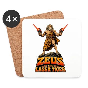 Zeus - The Laser - Tiger (Action vs. Mythos) - Untersetzer (4er-Set) - Weiß - Vorne
