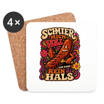 Schmier mich voll! - Untersetzer (4er-Set) - Weiß - Vorne