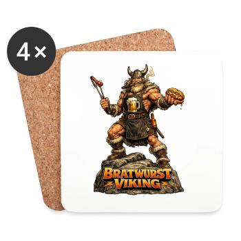 Bratwurst Viking - Untersetzer (4er-Set) - Weiß - Vorne