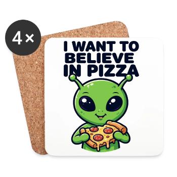I Want To Believe In Pizza Alien - Untersetzer (4er-Set) - Weiß - Vorne
