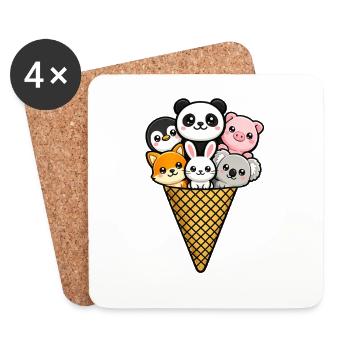 Eiscreme (nicht vegan) - Untersetzer (4er-Set) - Weiß - Vorne
