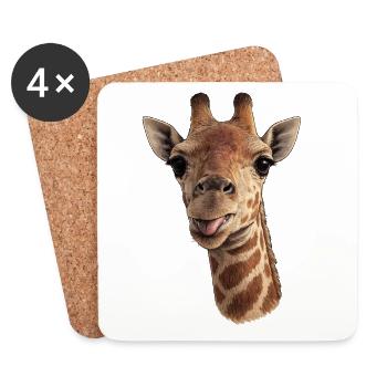 Giraffenkopf mit Zunge - Nahaufnahme - Untersetzer (4er-Set) - Weiß - Vorne