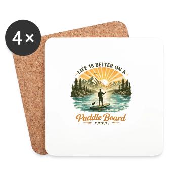 Life is Better on a Paddle Board – Vintage SUP  - Untersetzer (4er-Set) - Weiß - Vorne