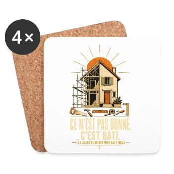 Bâti au Soleil — Chantier et Espoir - Dessous de verre (lot de 4) - blanc - Devant
