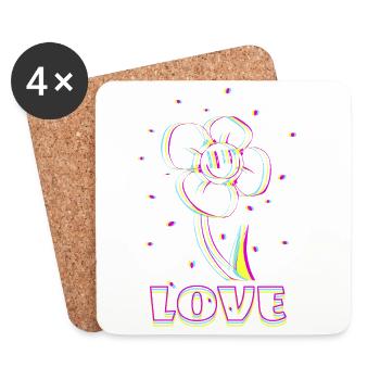 Neon Flower Love - Untersetzer (4er-Set) - Weiß - Vorne