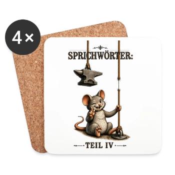 Sprichwort Da beisst die Maus keinen Faden ab - Untersetzer (4er-Set) - Weiß - Vorne