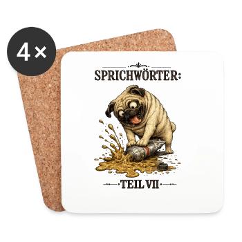 Sprichwort Auf die Tube drücken - Untersetzer (4er-Set) - Weiß - Vorne