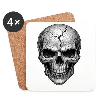 Cracked Skull Gothic Horror-Grafik - Untersetzer (4er-Set) - Weiß - Vorne
