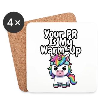 Aufwärm-Einhorn-PR - Untersetzer (4er-Set) - Weiß - Vorne
