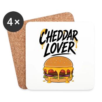 Cheddar Burger Lover Illustration - Coasters (set of 4) - white - Front