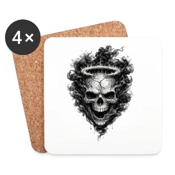 Schädel mit dunklem Rauch gotische Horror-Grafik - Untersetzer (4er-Set) - Weiß - Vorne