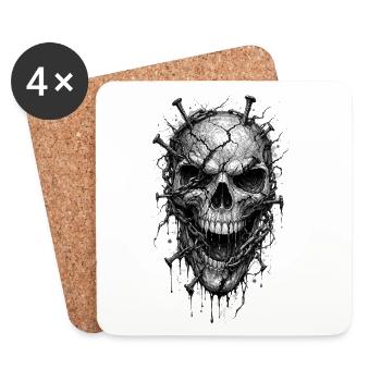 Skull With Nails Gothic Horror Grafik - Untersetzer (4er-Set) - Weiß - Vorne