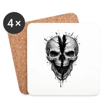 Split Skull Gothic Horror-Grafik - Untersetzer (4er-Set) - Weiß - Vorne