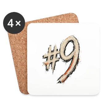 Chalk #9 Hashtag Style - Coasters (set of 4) - white - Front