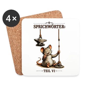 Sprichwort Da beisst die Maus keinen Faden ab - Untersetzer (4er-Set) - Weiß - Vorne