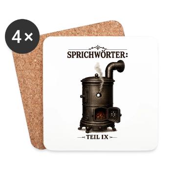 Sprichwort Schuss in den Ofen - Untersetzer (4er-Set) - Weiß - Vorne