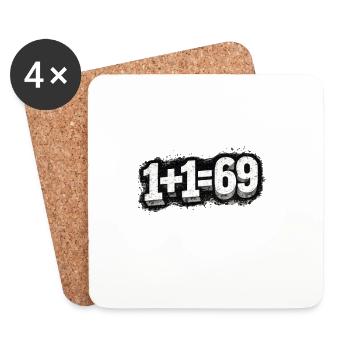1+1=69 Grunge Typo Position, Couple, Couple, Meet - Coasters (set of 4) - white - Front