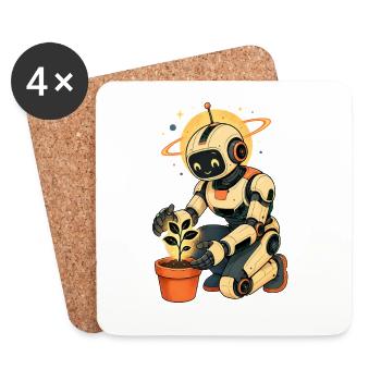 Robot gardeners in orbit - Coasters (set of 4) - white - Front