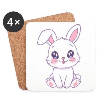 Kawaii Bunny Pastel Shine - Coasters (set of 4) - white - Front